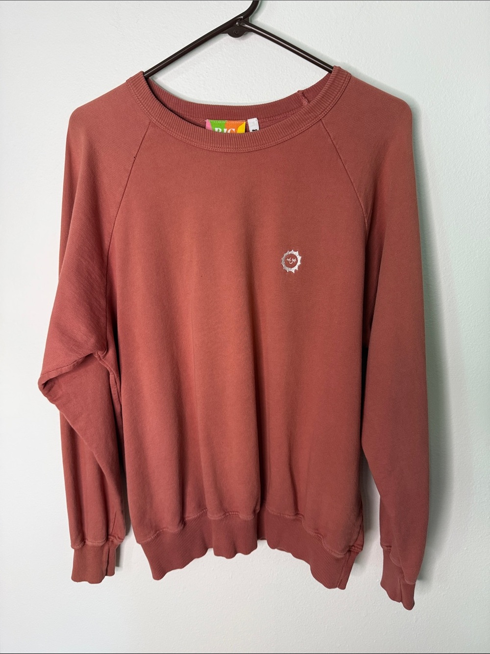Big Bud Press Unisex Crewneck Sweatshirt M Rust Orange USA Embroidered Sun Logo